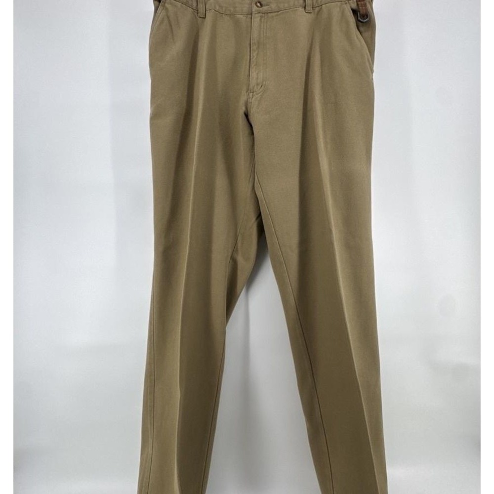 Orvis Pants Mens 46x36 Beige Pleated Khakis Canvas Chino Casual Straight Leg